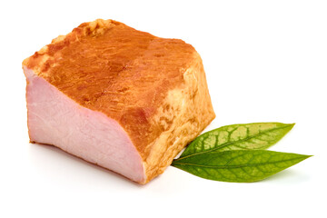 Smoked pork meat, isolated on white background. High resolution image