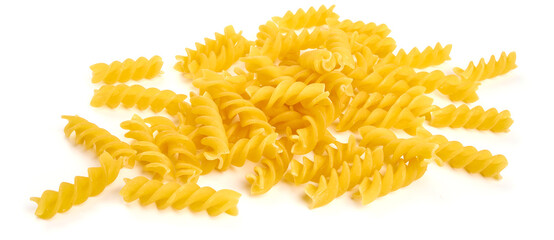 Fusilli pasta, isolated on white background. High resolution image