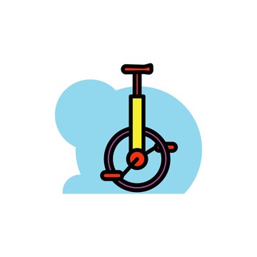 unicycle filled outline Icon.carnival and tool vector illustration on white background