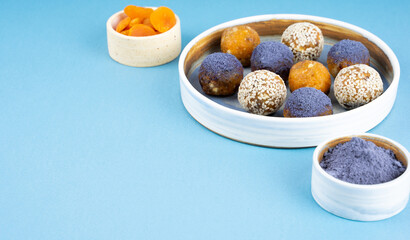 Homemade blue matcha energy balls