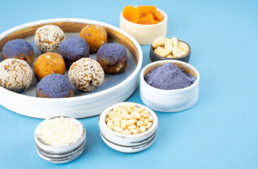 Homemade blue matcha energy balls