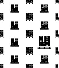 Pallet Icon Seamless Pattern, Solid Flat Transport Structure