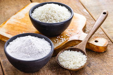 homemade fine and ground rice flour, healthy culinary ingredient, gluten free