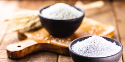 homemade fine and ground rice flour, healthy culinary ingredient, gluten free