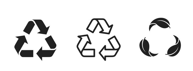 recycle icon set. ecology, eco friendly and environmental management symbols. isolated vector images - obrazy, fototapety, plakaty