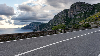 Amalfi coast road  in a cloudy day