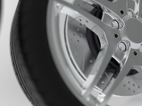 auto wheels on a light background. 3d render