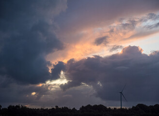 Dramatic Sky with clods at sunset or sunrise