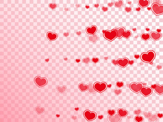 Beautiful red hearts falling vector illustration.