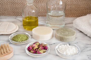 Focus on ingredients for making environmentally friendly soaps and solid shampoos at home