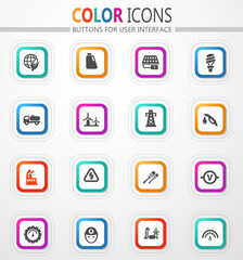 Alternative energy and power generation icon set