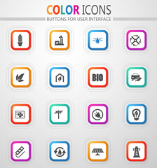 Alternative energy and power generation icon set