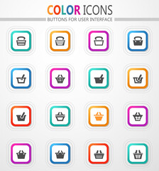 Shopping baskets and carts icon set