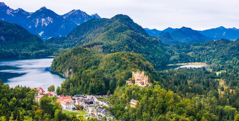 famous medieval german castle, land of knights, dragons and princesses, hohenschwangau castle