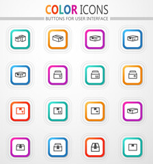Packing cardboard boxes icon set