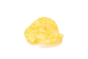 potato chip isolated on white background. beacon chips slice cut out. studio shot
