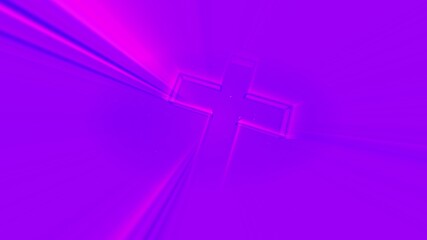 Obraz na płótnie Canvas 3D illustration of neon glow cross over blue.