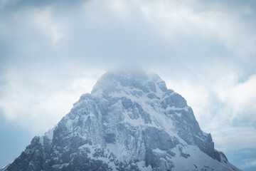 Clouded mountain peak