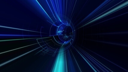 Driving through the hi tech tunnel concept