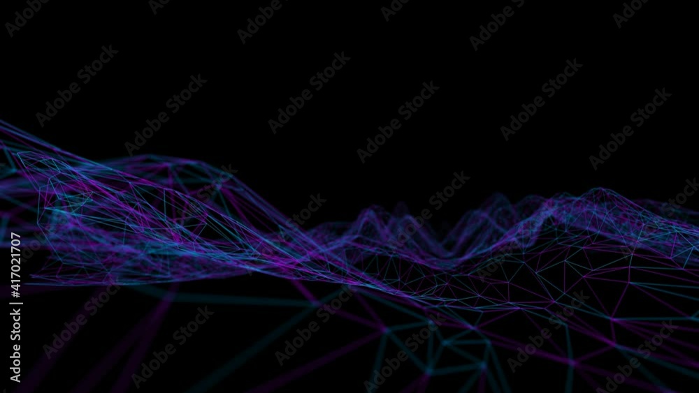 Poster seamless loop technology wave. analytics ai cloud big data network. futuristiv waveform flow. connec