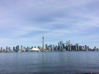 View of downtown Toronto  skyline and lake Ontario. Toronto, Ontario, Canada.