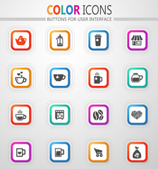 Coffee house. Making coffee and tea icon set
