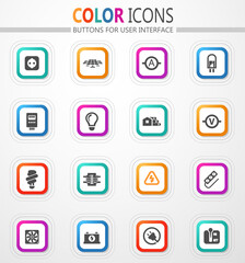 Electricity and electrical appliances icon set