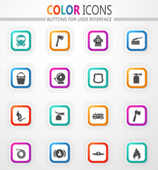 Fire brigade icons set