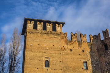 External walls of Verona Castelvecchio (Old Castle). Old fortress Castelvecchio built by Scaliger dynasty by Cangrande II della Scala in 1354. Verona, Italy.