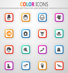 Genres of cinema icons set