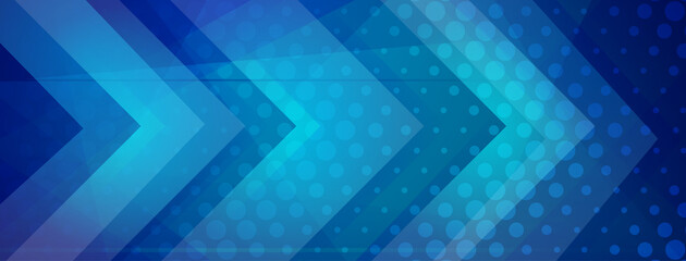 Abstract halftone background made of dots and geometric shapes in blue colors