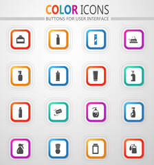 Household chemicals icons set