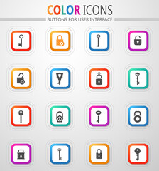 Lock and Key icons set