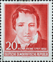 A portrait of the poet and author Heinrich Heine on the 100th day of his death. Short hair