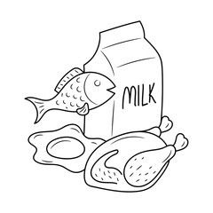 Protein foods line icon, simple healthy food vector illustration 