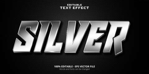 Fototapeta Silver text,shiny  metallic style editable text effect obraz