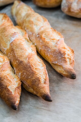Craft bread on the table at the bakery. The concept of small industries and healthy food