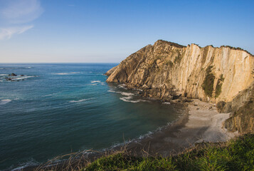 view of beach of silencio in asturias, spain