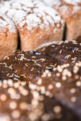Craft bread on the table at the bakery. The concept of small industries and healthy food