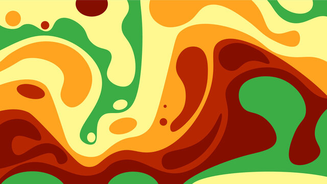 Abstract background pattern flat with beige, yellow, orange, brown and green earth tones, earthy style colors with swirls and relaxing look. 
