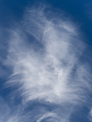 Thin white clouds on blue sky.