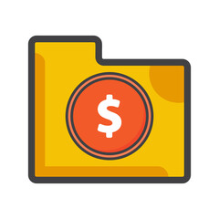 file folder with money icon. file folder illustration. Flat vector icon. can use for, icon design element,ui, web, mobile app.