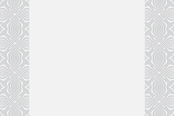 Geometric convex volumetric background from a relief ethnic pattern. Vertical inserts. 3d white wallpaper based on Mexican, Indian motives for presentations.