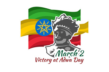 March 2, Victory at Adwa Day. Public holidays in Ethiopia vector illustration.  Suitable for greeting card, poster and banner. 
