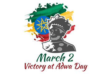 March 2, Victory at Adwa Day. Public holidays in Ethiopia vector illustration.  Suitable for greeting card, poster and banner. 