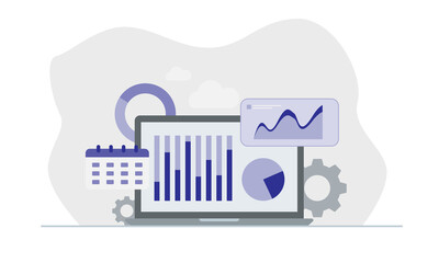 Flat design Data Analysis. Modern vector illustration concepts for background, banner, mobile app and website.
