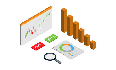 Isometric design Data Analysis. Modern vector illustration concepts for background, banner, mobile app and website.