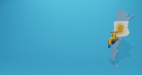 Water crisis and dry season in argentina for infographics and social media content in 3D rendering