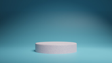 Stand with geometric shapes, 3d rendering