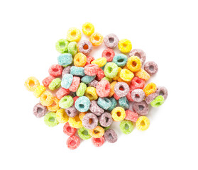 Fototapeta na wymiar Tasty cereal rings on white background